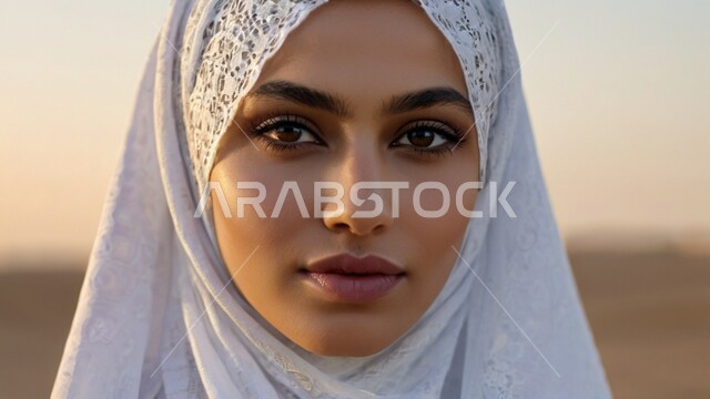 النظر إلى الكاميرا بإيماءات الثقة بالنفس والبشاشة, الاهتمام بالأناقة والمظهر الخارجي، ملابس نسائية بتصاميم عصرية، مفهوم الأنوثة والنعومة, صورة مقربة لامرأة عربية خليجية سعودية محجبة