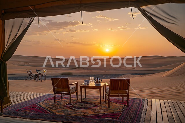 جلسات شعبية تقليدية على الرمال الذهبية الناعمة أثناء الغروب, أنشطة ترفيهية ممتعة في المملكة العربية السعودية, التضاريس والتكوينات والتشكيلات الرملية في الصحراء, أماكن رحلات السفاري الشبابية, أجواء التخييم و الكشتات البرية في المناطق الصحراوية