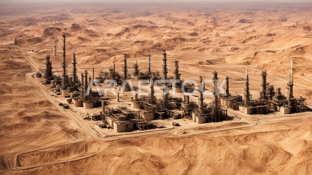 صناعات ومشاريع بتروكيماوية، مصافي تكرير النفط والغاز, مفهوم هندسة البترول في دول الخليج, النهضة بالاقتصاد الوطني السعودي, الأبراج والهياكل المعدنية في الأراضي الصحراوية, مستودعات وخزانات كبيرة وضخمة, مصانع ومعامل الوقود في المملكة العربية السعودية