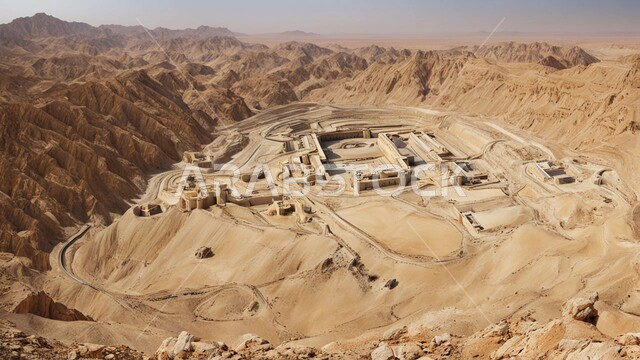 مناطق التنقيب عن الثروات الباطنية الخام، أماكن مناجم الذهب الطبيعي، الطبيعة الصخرية وتضاريس السلاسل الجبلية، المرتفعات وقمم الجبال في المملكة العربية السعودية، عدد من السيارات والآليات الثقيلة تقوم بالحفر والعمل في موقع التعدين، نقل الأتربة بواسطة الشاحنات