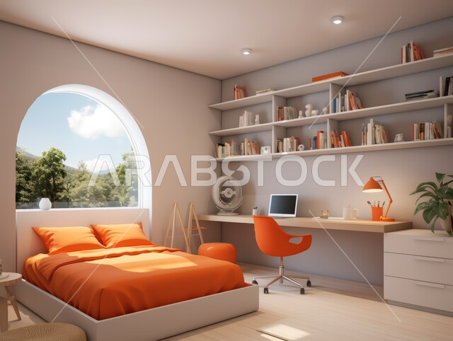 التصميم الداخلي للمنازل والبيوت باللون البرتقالي، فنادق ومنتجعات بديكورات راقية في المملكة العربية السعودية، النوافذ والواجهات الزجاجية، أثاث واكسسوارات منزلية داخلية أنيقة، غرفة نوم بتصاميم عصرية حديثة, شقق وفلل سكنية فاخرة