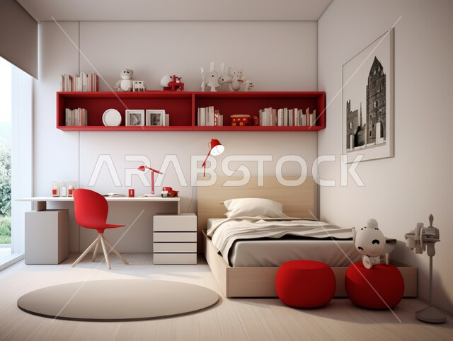 Luxury bedroom designs, large and comfortable bed with modern design, modern accessories and antiques, large facades and windows, high-end home furniture, interior home decorations, residential apartments and villas in the Kingdom of Saudi Arabia, luxury hotels and resorts