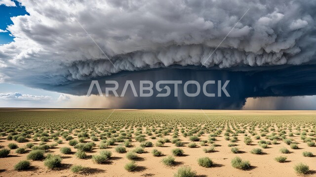 أجواء وطقوس قاسية, غبار العاصفة الرملية في الصحراء, رياح ترابية في المناطق الصحراوية, الكثبان والرمال الذهبية الناعمة، التشكيلات والتكوينات الرملية في المملكة العربية السعودية, منظر السماء الممتلئة بالغيوم الداكنة، الزوابع الغبارية القوية