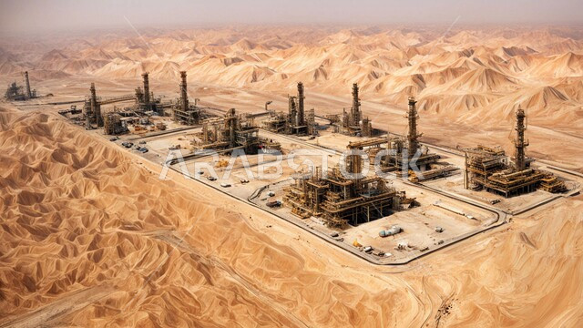 التطور الهندسي والعمراني لمصافي البترول في المملكة العربية السعودية، مصفاة نفط على الرمال الذهبية الناعمة، مناخ قاسي وجاف، اعتماد التقنيات والتكنولوجيا الحديثة في إنتاجية النفط والغاز، صناعات ومشاريع بيتروكيماوية، ادوات ومعدات ضخمة وحديثة