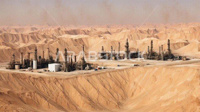 التطور الهندسي والعمراني لمصافي البترول في المملكة العربية السعودية، مصفاة نفط على الرمال الذهبية الناعمة، مناخ قاسي وجاف، اعتماد التقنيات والتكنولوجيا الحديثة في إنتاجية النفط والغاز، صناعات ومشاريع بيتروكيماوية، ادوات ومعدات ضخمة وحديثة