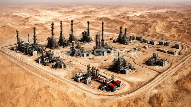 التطور الهندسي والعمراني لمصافي البترول في المملكة العربية السعودية، مصفاة نفط على الرمال الذهبية الناعمة، مناخ قاسي وجاف، اعتماد التقنيات والتكنولوجيا الحديثة في إنتاجية النفط والغاز، صناعات ومشاريع بيتروكيماوية، ادوات ومعدات ضخمة وحديثة