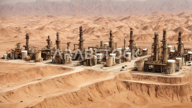 التطور الهندسي والعمراني لمصافي البترول في المملكة العربية السعودية، مصفاة نفط على الرمال الذهبية الناعمة، مناخ قاسي وجاف، اعتماد التقنيات والتكنولوجيا الحديثة في إنتاجية النفط والغاز، صناعات ومشاريع بيتروكيماوية، ادوات ومعدات ضخمة وحديثة