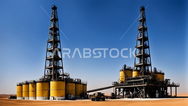 مصفاة نفط على الرمال الذهبية الناعمة، التطور الهندسي والعمراني لمصافي البترول في المملكة العربية السعودية، مناخ قاسي وجاف، اعتماد التقنيات والتكنولوجيا الحديثة في إنتاجية النفط والغاز، صناعات ومشاريع بيتروكيماوية، ادوات ومعدات ضخمة وحديثة