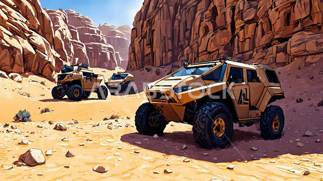 Mining sites in Saudi Arabia A large truck works at the mining site, areas of exploration for underground resources, rocky nature and terrain of mountain ranges, getting rid of soil and rocks and transporting them away 