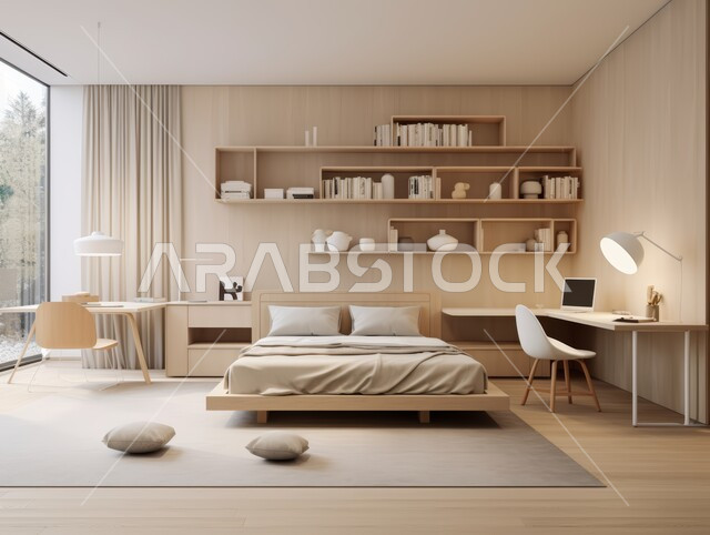  غرف ذات تصميم عصري وفخم، تصاميم وديكورات داخلية أنيقة لغرفة نوم مريحة باللون الأبيض، مفهوم الراحة والأسترخاء، إكسسوارات وتحف وأثاث منزلي راقي،  فلل وشقق سكنية في المملكة العربية السعودية، سرير مريح بألوان هادئة