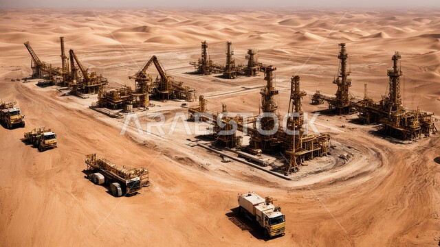 التطور الهندسي والعمراني لمصافي البترول في المملكة العربية السعودية، مصفاة نفط على الرمال الذهبية الناعمة، مناخ قاسي وجاف، اعتماد التقنيات والتكنولوجيا الحديثة في إنتاجية النفط والغاز، صناعات ومشاريع بيتروكيماوية، ادوات ومعدات ضخمة وحديثة