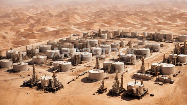 التطور الهندسي والعمراني لمصافي البترول في المملكة العربية السعودية، مصفاة نفط على الرمال الذهبية الناعمة، مناخ قاسي وجاف، اعتماد التقنيات والتكنولوجيا الحديثة في إنتاجية النفط والغاز، صناعات ومشاريع بيتروكيماوية، ادوات ومعدات ضخمة وحديثة