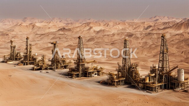 التطور الهندسي والعمراني لمصافي البترول في المملكة العربية السعودية، مصفاة نفط على الرمال الذهبية الناعمة، مناخ قاسي وجاف، اعتماد التقنيات والتكنولوجيا الحديثة في إنتاجية النفط والغاز، صناعات ومشاريع بيتروكيماوية، ادوات ومعدات ضخمة وحديثة