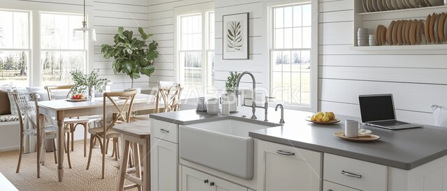 استخدام الطراز الفني العصري في الأثاث المنزلي, مطبخ بديكورات داخلية فاخرة، فنون الهندسة المعمارية المتميزة الحديثة، شقق وفلل سكنية في المملكة العربية  السعودية