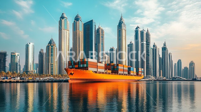 Maritime economy for transporting and receiving storage containers, port for shipping goods and commercial containers, commercial port for delivering goods and local products via ships at sea, import and export of goods in the Kingdom of Saudi Arabia