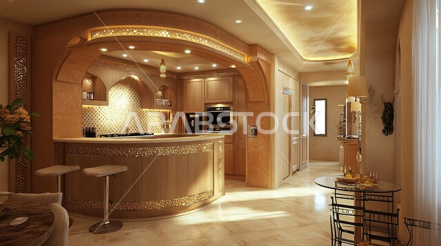 استخدام الطراز الفني الأنيق في الآثاث المنزلي ،الديكورات العصرية للمطابخ العربية الفاخرة، تصاميم داخلية متميزة للفلل والشقق السكنية في المملكة العربية السعودية