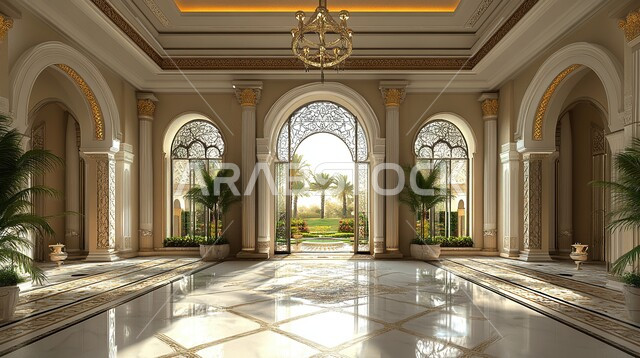 Using elegant artistic style in home furniture, interest in green ornamental plants, luxury hotels and resorts, modern designs in modern style, distinctive interior designs for villas and residential apartments in the Kingdom of Saudi Arabia