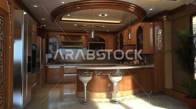 استخدام الطراز الفني الأنيق في الآثاث المنزلي ،الديكورات العصرية للمطابخ العربية الفاخرة، تصاميم داخلية متميزة للفلل والشقق السكنية في المملكة العربية السعودية
