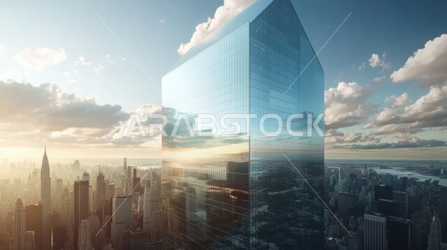 التصاميم والفنون المعمارية الحديثة للأبراج وناطحات السحاب في الامارات العربية المتحدة، بناء مستقبل حضاري متطور في دبي، صورة بانوراما للمباني والمنشآت التجارية الشاهقة، منظر تخيلي للتقدم والنمو العمراني، مفهوم تطوير وتحسين البنية التحتية