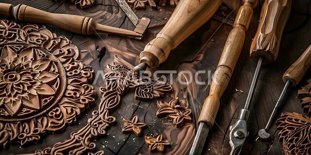 Equipment and tools for wood carving and painting, decorations, sculptures and handicrafts, traditional folk crafts and professions, exhibitions of talents and arts, handicrafts