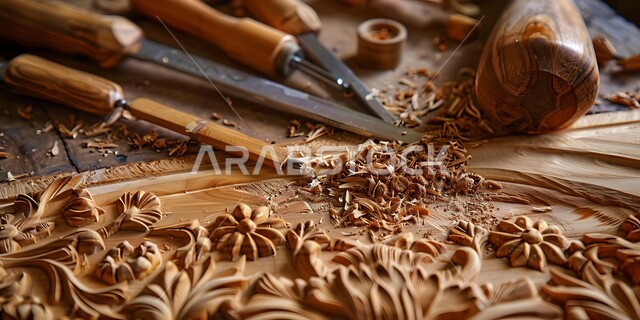 منحوتات وزخارف وأعمال فنية يدوية، حرف ومهن شعبية تراثية، معارض للمواهب والفنون، الصناعات التشكيلية اليدوية، الأدوات والمعدات الخاصة بالنحت والرسم على الخشب