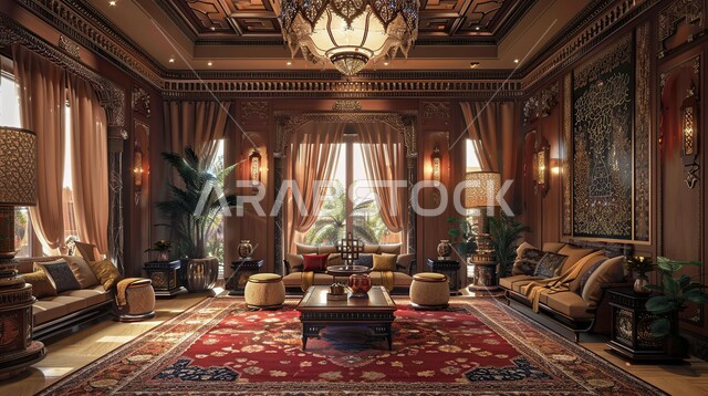 الديكورات الداخلية الراقية للفلل و الشقق السكنية في المملكة العربية السعودية, غرفة معيشة مع أثاث منزلي فاخر, اكسسوارات و تحف عصرية, التصاميم الأنيقة لغرف الجلوس المريحة على الطراز الحديث