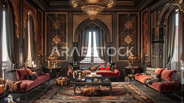 الديكورات الداخلية الراقية للفلل و الشقق السكنية في المملكة العربية السعودية, غرفة معيشة مع أثاث منزلي فاخر, اكسسوارات و تحف عصرية, التصاميم الأنيقة لغرف الجلوس المريحة على الطراز الحديث