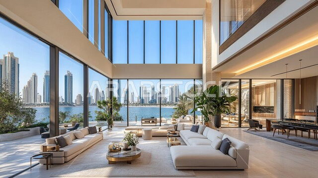 التصاميم الأنيقة لغرف الجلوس المريحة على الطراز الحديث, الواجهات و النوافذ الزجاجية الكبيرة, غرفة معيشة مع أثاث منزلي فاخر, الديكورات الداخلية الراقية, فلل و شقق سكنية في المملكة العربية السعودية