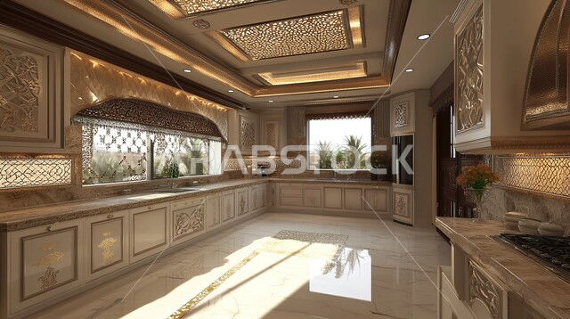 Distinctive modern home furniture, interior designs for luxury kitchens, elegant decorations for villas and residential apartments in the Kingdom of Saudi Arabia, elegant decoration and design for a modern-style kitchen