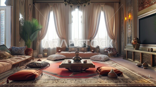 اكسسوارات و تحف عصرية, الديكورات الداخلية الراقية للفلل و الشقق السكنية في المملكة العربية السعودية, غرفة معيشة مع أثاث منزلي فاخر, التصاميم الأنيقة لغرف الجلوس المريحة على الطراز الحديث