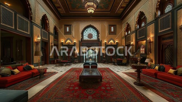 Modern accessories and antiques, high-end interior decorations for villas and residential apartments in the Kingdom of Saudi Arabia, living room with luxurious home furniture, elegant designs for comfortable living rooms in a modern style