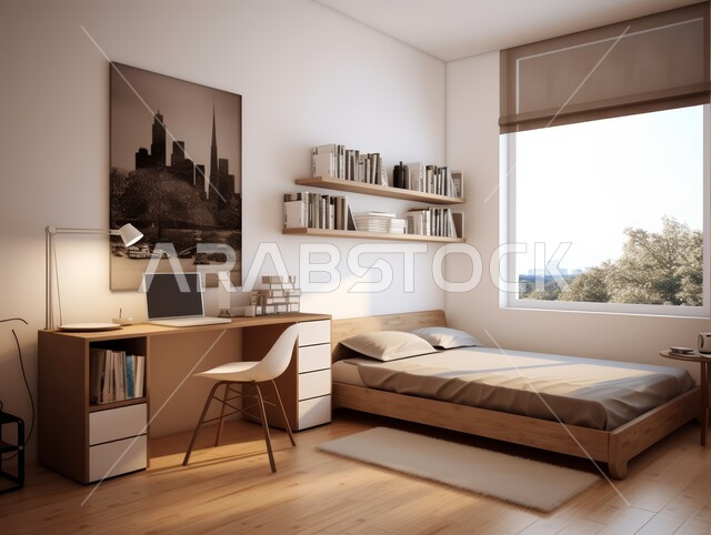 غرفة نوم بتصاميم عصرية، شقق وفلل سكنية مميزة، الفنادق والمنتجعات الفخمة في المملكة العربية السعودية، تصميمات وديكورات داخلية على الطراز الحديث، غرف بأثاث منزلي أنيق بألوان هادئة، واجهات زجاجية كبيرة