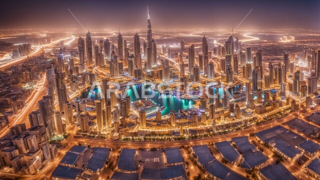 منظر تخيلي مستقبلي للتقدم و النمو العمراني, المباني والمنشآت التجارية الشاهقة في المملكة العربية السعودية, رؤية سعودية مستقبلية 2030, الفن الهندسي المعماري للأبراج وناطحات السحاب, بناء مستقبل حضاري ومتطور