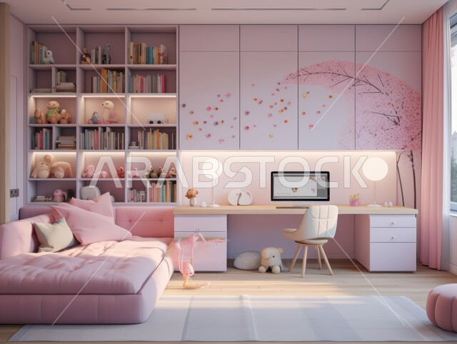 غرفة نوم أطفال بتصاميم عصرية، شقق وفلل سكنية مميزة، الفنادق والمنتجعات الفخمة في المملكة العربية السعودية، تصميمات وديكورات داخلية على الطراز االحديث، غرف نوم بآثاث منزلي أنيق باللون الوردي، تحف واكسسوارت فاخرة