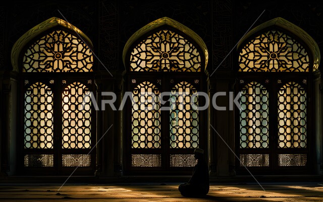 الفنون والتصاميم الهندسية المعمارية على الطراز الاسلامي للمساجد الإسلامية، ديكورات داخلية فخمة، نوافذ  مزخرفة بنقوش مميزة 