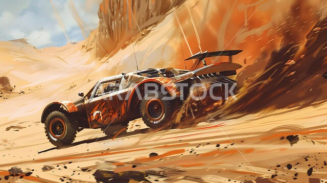 Sand bashing in the soft sands of the Saudi Arabian desert, dune bashing, dirt car racing, World Rally Championship, Dakar Rally event in Saudi Arabia, entertainment activities and events