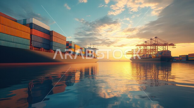 إستيراد وتصدير البضاعة من خلال استخدام الوسائل المتطورة الحديثه، تجارة وبيع السلع والمنتجات المحلية عبر السفن في البحار، ميناء شحن البضائع و الحاويات التجارية, موانئ المملكة العربية السعودية, نقل واستلام كونتينرات التخزين عبر الاقتصاد البحري