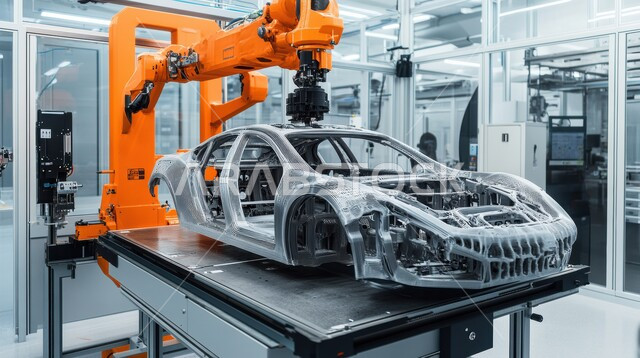 خط الانتاج الآلي في تجميع قطع السيارة وتركبيها، استخدام أجهزة متطورة في انتاج وتصنيع السيارات الحديثة, الاعتماد على التشغيلات الآلية لأذرع الروبوتات في معامل ومصانع المملكة، رؤية مستقبلية سعودية 2030، تحقيق الثورة الصناعية