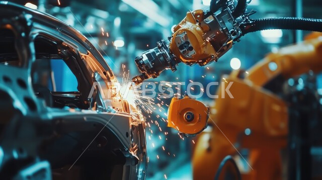 رؤية مستقبلية سعودية 2030، تحقيق الثورة الصناعية، خط الانتاج الآلي في تجميع قطع السيارة وتركبيها، استخدام أجهزة متطورة في انتاج وتصنيع السيارات الحديثة, الاعتماد على التشغيلات الآلية لأذرع الروبوتات في معامل ومصانع المملكة