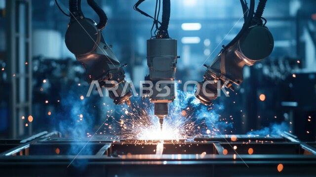 رؤية مستقبلية سعودية 2030، تحقيق الثورة الصناعية، خط الانتاج الآلي في تجميع قطع السيارة وتركبيها، استخدام أجهزة متطورة في انتاج وتصنيع السيارات الحديثة, الاعتماد على التشغيلات الآلية لأذرع الروبوتات في معامل ومصانع المملكة