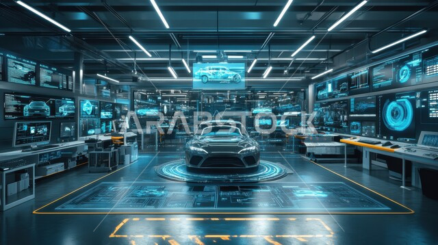 استخدام أجهزة متطورة في انتاج وتصنيع السيارات الحديثة، الاعتماد على التشغيلات الآلية لأذرع الروبوتات في معامل ومصانع المملكة، رؤية مستقبلية سعودية 2030، تحقيق الثورة الصناعية، خط الانتاج الآلي في تجميع قطع السيارة وتركبيها