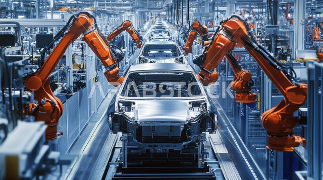  رؤية مستقبلية سعودية 2030، استخدام أجهزة متطورة في انتاج وتصنيع السيارات الحديثة، الاعتماد على التشغيلات الآلية لأذرع الروبوتات في معامل ومصانع المملكة، تحقيق الثورة الصناعية، خط الانتاج الآلي في تجميع قطع السيارة وتركبيها