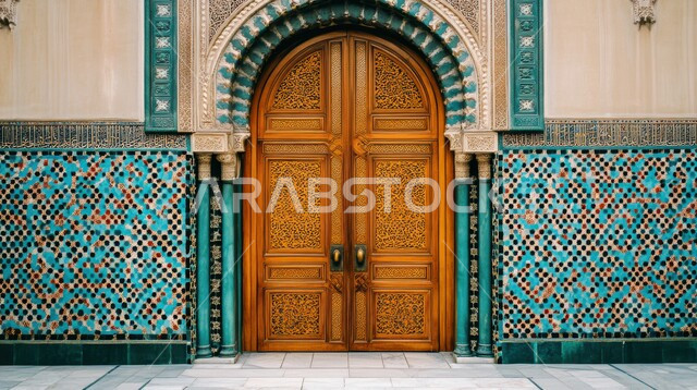 باب خشبي على الطراز العربي العريق, زخارف اسلامية  وديكورات داخلية, الفن الهندسي الاسلامي, تصاميم أبواب مساجد مزخرفة، مفهوم العبادة والتقرب إلى الله، الفن العمراني المتطور والاصيل، دمج الأصالة والمعاصرة