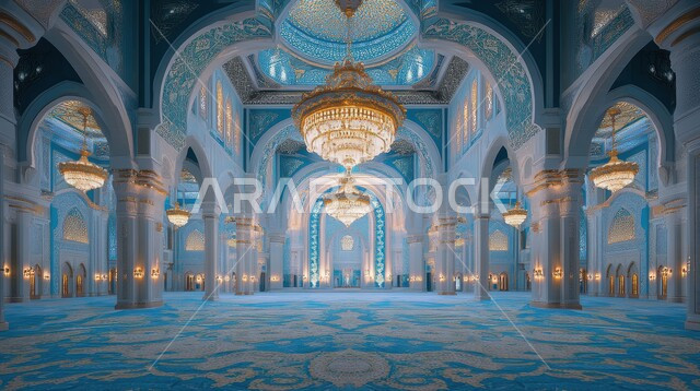 أماكن دينية مصممة على الطراز العربي الإسلامي، الفن الهندسي المعماري الداخلي للمساجد، مفهوم العبادة والتقرب الى الله، الزخارف والنقوش للاعمدة والاقواس