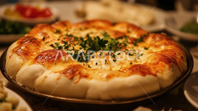 فطائر الجبنة الغنية بالنكهات، المعجنات الشهية والسهلة سريعة التحضير، مخبوزات طازجة مزينة بأوراق النعناع الخضراء، وجبات فطور صحية ولذيذة، إتقان مهارة إعداد الأكلات والوصفات المخبوزة في مطاعم السعودية