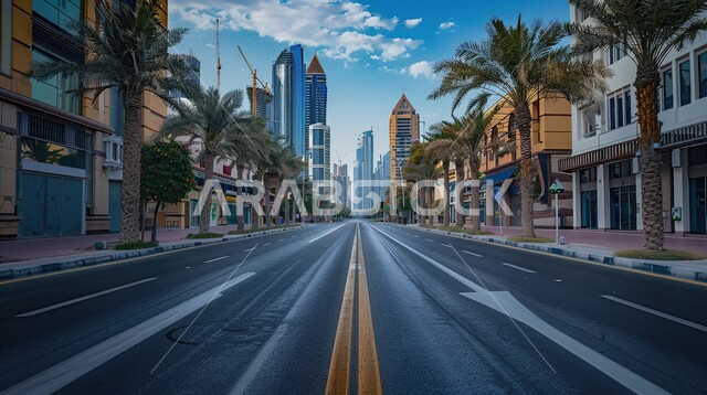 النمو و التطور العمراني في طرق البناء, أشجار النخيل والمساحات الخضراء الممتدة في الطريق, التصميم الحديث للمنازل والبيوت, فلل وشقق سكنية فاخرة، تصميمات وديكورات فخمة، الفن الهندسي المعماري على الطراز الحديث المتميز