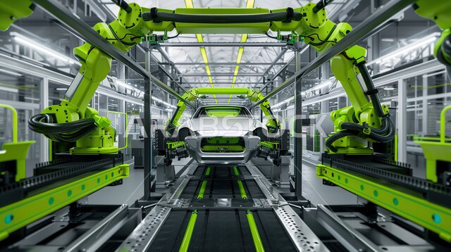 استخدام أجهزة متطورة في انتاج وتصنيع السيارات الحديثة، رؤية مستقبلية سعودية 2030،  الاعتماد على التشغيلات الآلية لأذرع الروبوتات في معامل ومصانع المملكة، تحقيق الثورة الصناعية، خط الانتاج الآلي في تجميع قطع السيارة وتركبيها