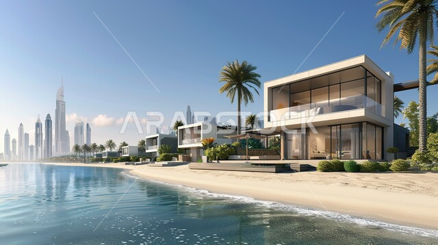 النمو والتقدم العمراني في المملكة العربية السعودية ، تصميمات وديكورات فخمة، الفن الهندسي المعماري على الطراز الحديث للفلل والشقق السكنية، تصاميم عصرية متميزة، الاهتمام في زراعة النباتات الخضراء، المناظر والاطلالة الطبيعية على البحر