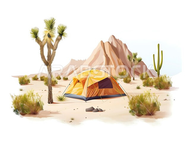 قضاء الوقت الممتع بالجلسات الهادئة في الصحراء, أماكن رحلات السفاري الشبابية, أجواء التخييم و الكشتات البرية في المناطق الصحراوية, رسوم توضيحية لخيم شعبية تقليدية, أنشطة ترفيهية ممتعة في المملكة العربية السعودية