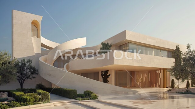 ديكورات خارجية غريبة للمنازل مبتكرة وحديثة، أماكن ترفيهية في المناطق السياحية، تصاميم عصرية مع واجهات زجاجية، الفن الهندسي المعماري على الطراز الحديث للفلل والشقق السكنية في المملكة العربية السعودية، الاهتمام بزراعة الاشجار الخضراء